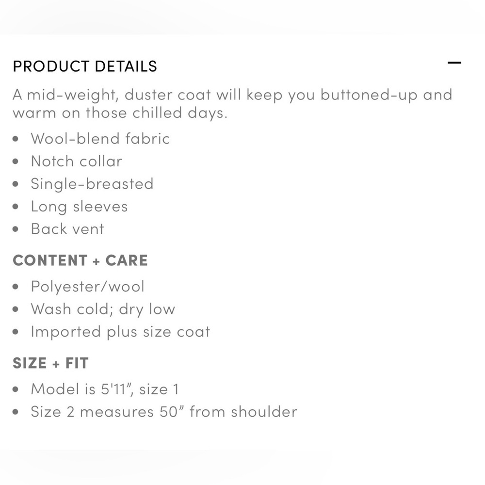 Taupe Woolen Button Front Duster Coat - image 5